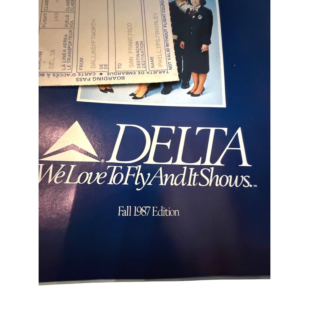 Vintage 1987 Delta Air Lines System Route Map Boarding Pass Aviation Memorabilia